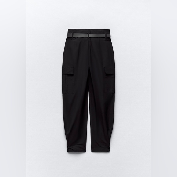 Zara belted paper bag pants NWT size L - Picture 8 of 13